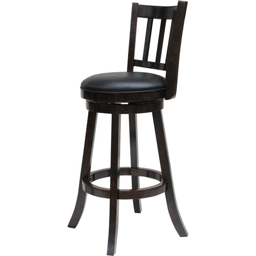 Boraam Bloomington 29 Faux Leather Swivel Wood Bar Stool - Cappuccino Finish