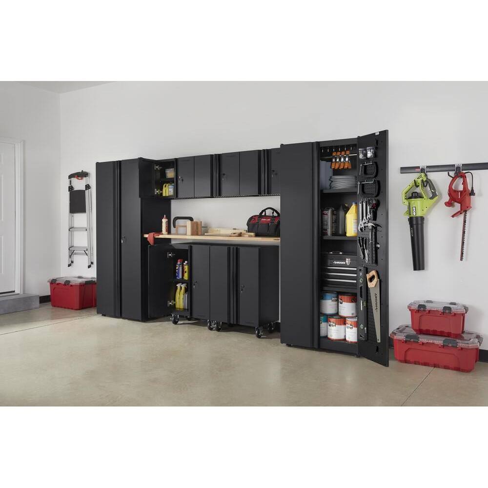 Husky 8-Piece Regular Duty Welded Steel Garage Storage System in Black (133 in. W x 75 in. H x 19 in. D) GS13208-2DWOC