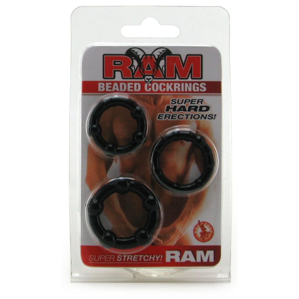 Ram Beaded Cock Rings in Black