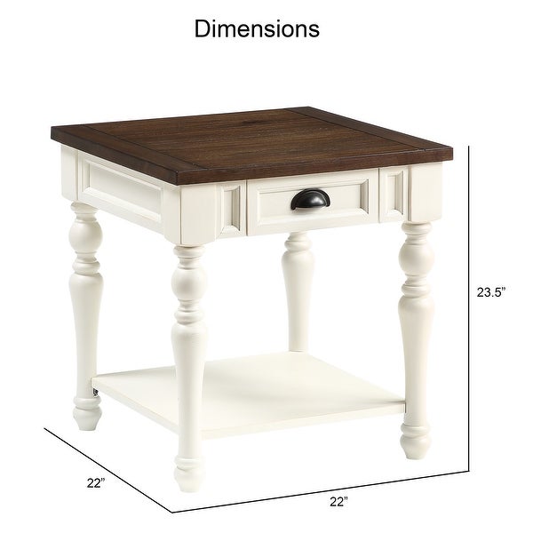 The Gray Barn Jillian Two-tone Ivory and Mocha Wood 1-drawer End Table