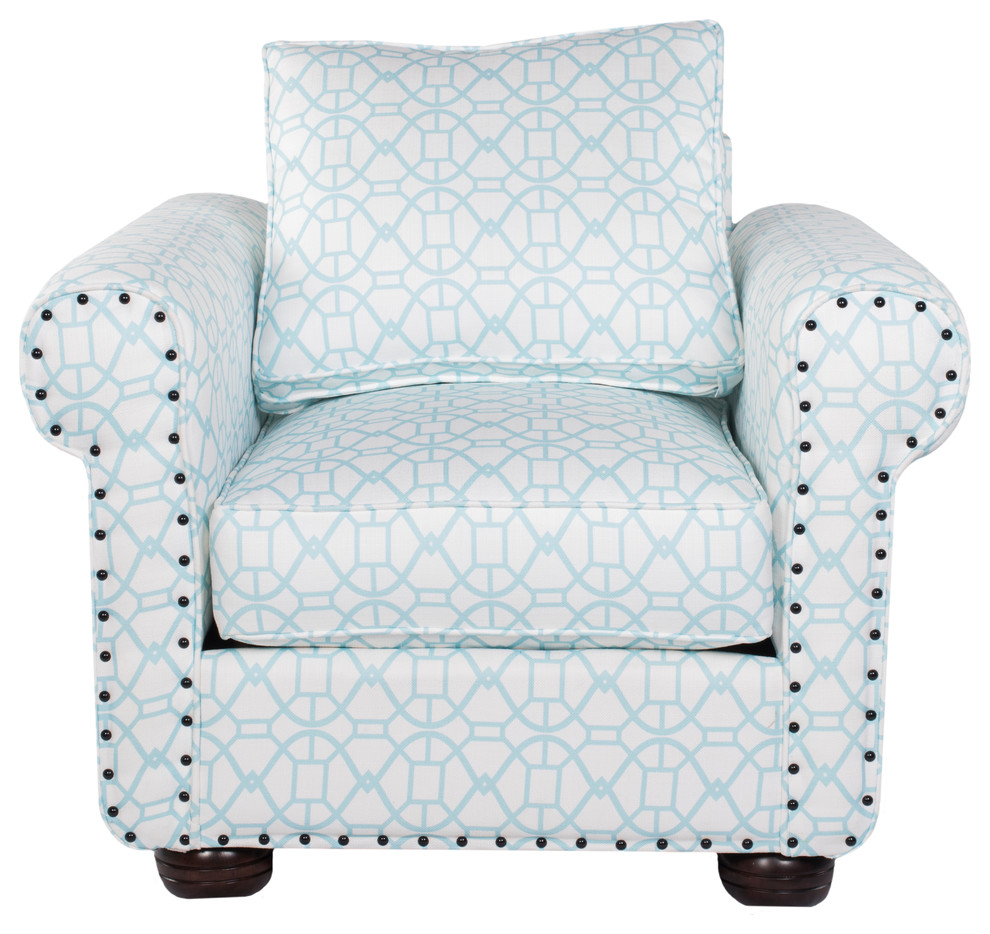 Ocean Ave Chair Pattern White   Transitional   Armchairs And Accent Chairs   by M2 Los Angeles Custom Furniture Manufacturing  Houzz