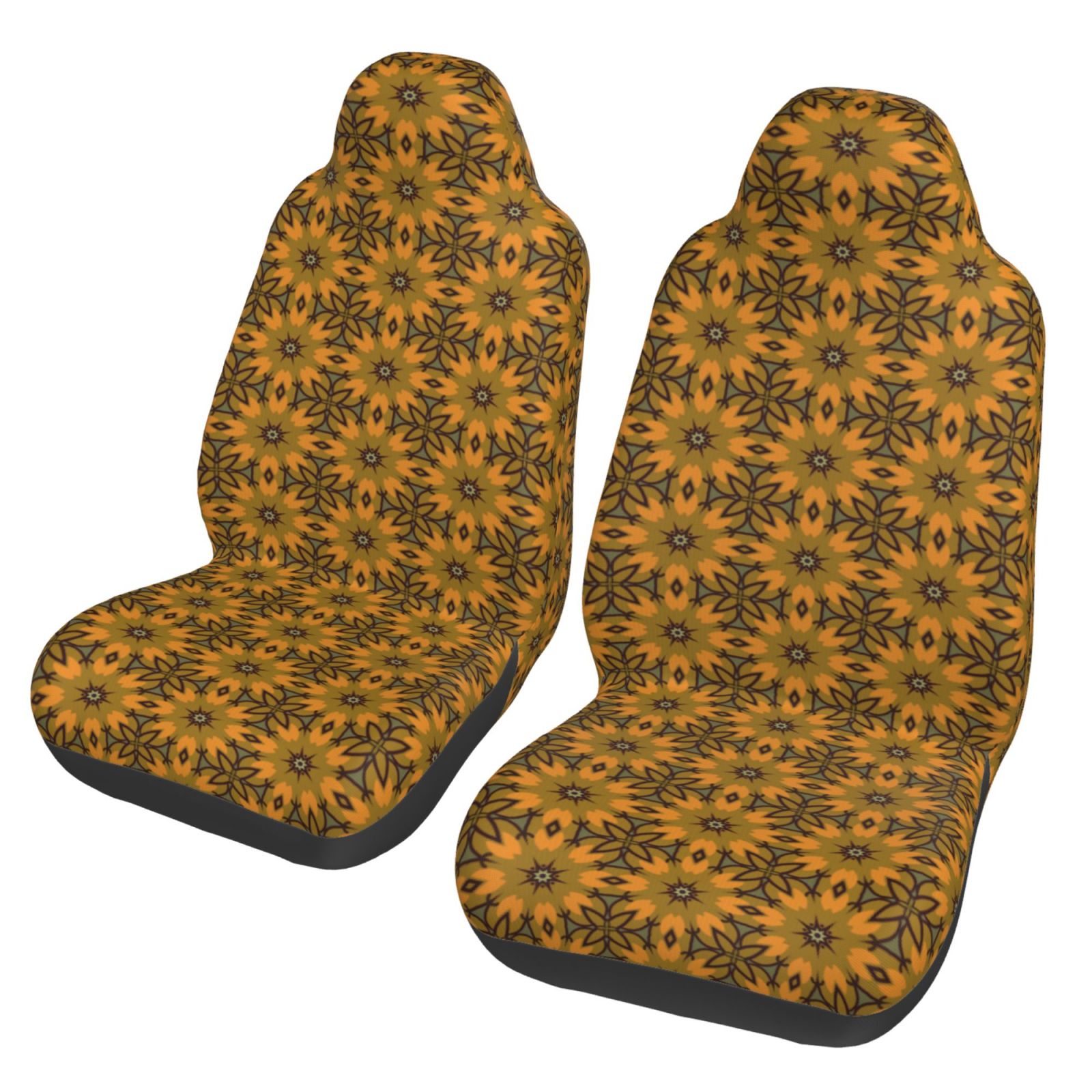 TEQUAN Front Seat Covers， Vintage Floral Texture Pattern 2 Piece Car Seat Cover Fit Most Car SUV Truck Van