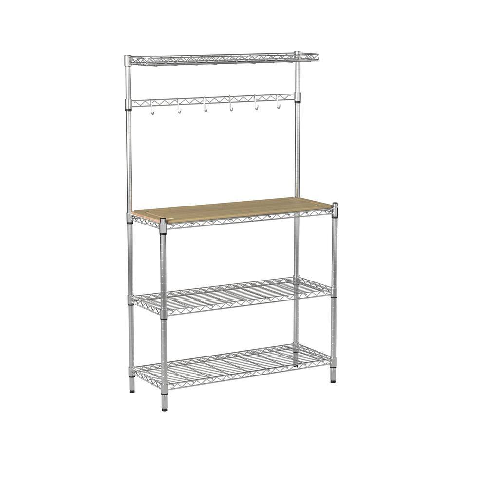 TRINITY Chrome 4-Tier Steel Wire Shelving Unit (14 in. W x 61 in. H x 36 in. D) TBFZ-1501