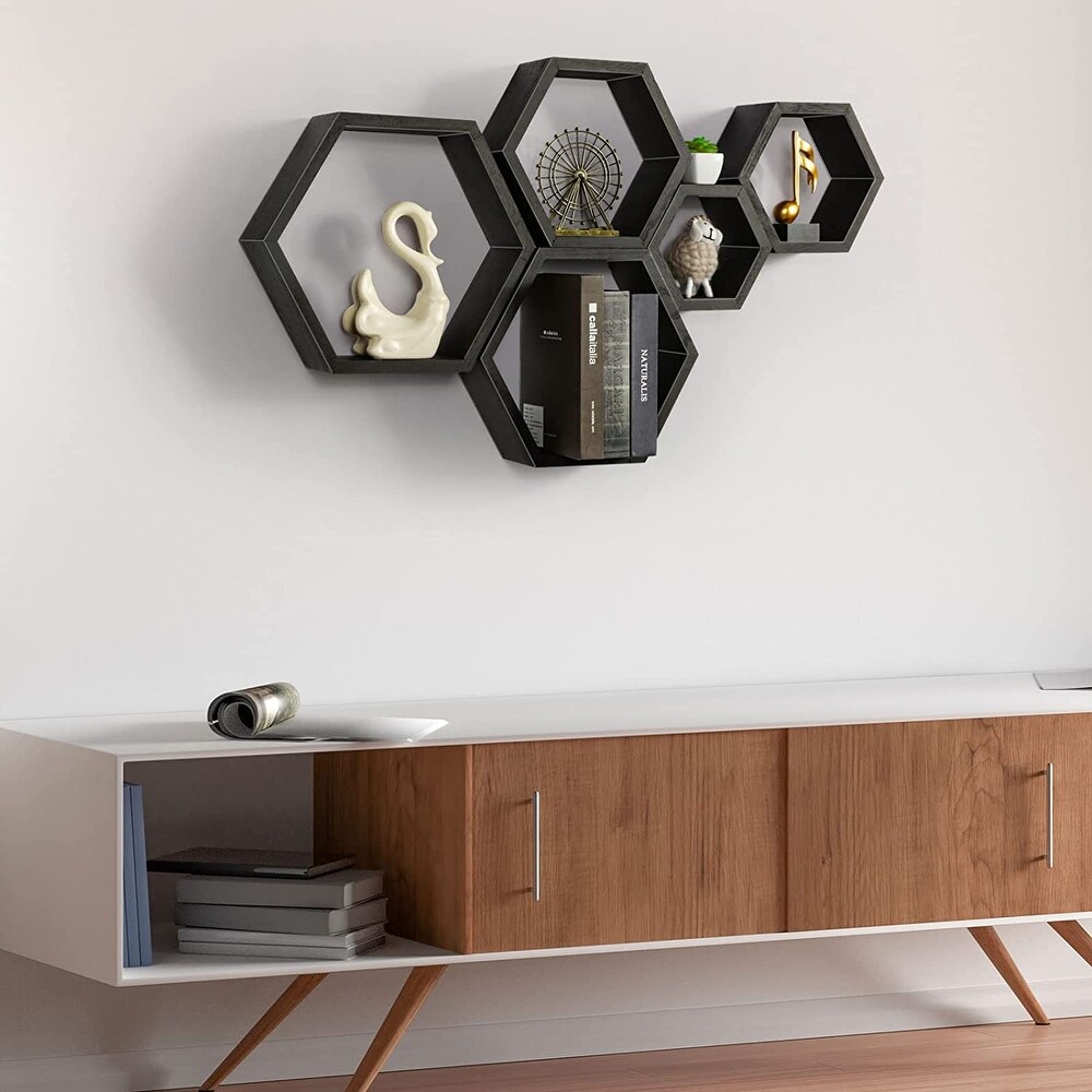 Wall Mounted Hexagon Floating Shelves