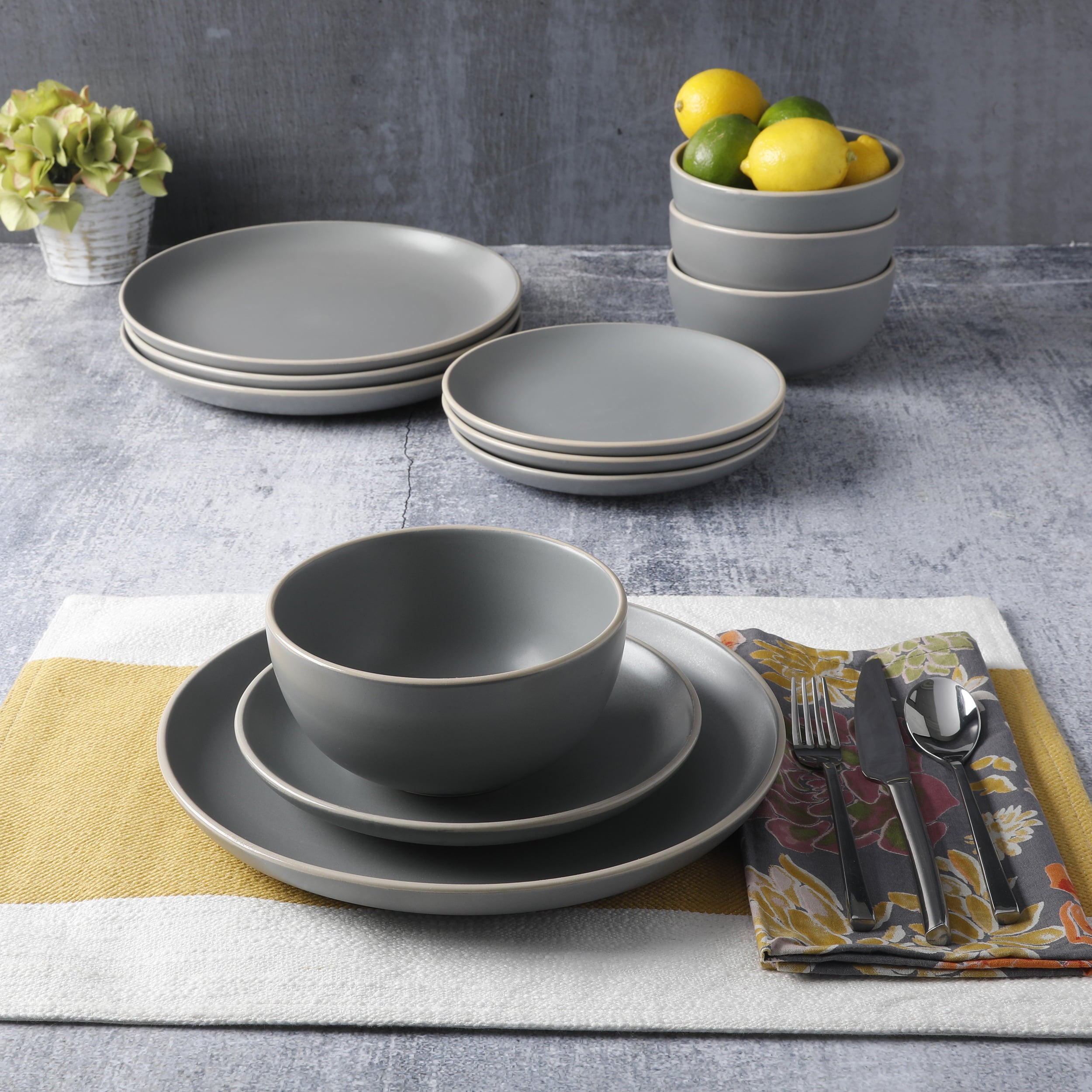 Better Homes and Gardens Zuri Matte 12-Piece Dinnerware Set