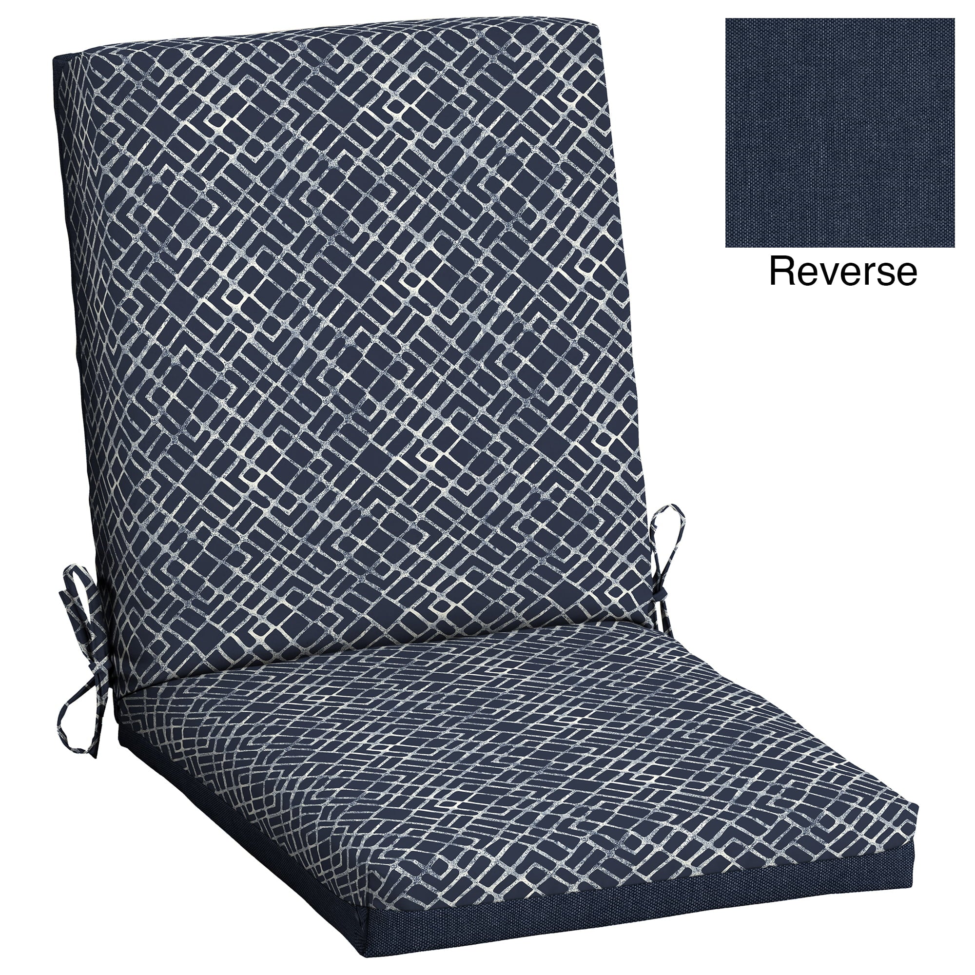 Mainstays 43"L x 20"W Blue Geo Rectangle Outdoor Chair Cushion 1 Piece