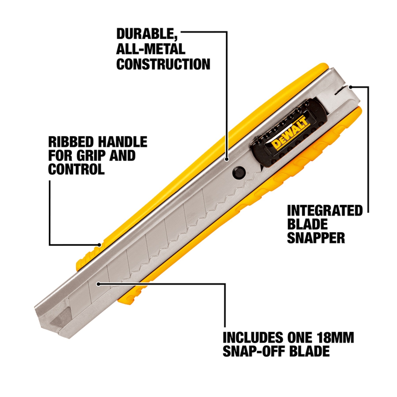 DW 6-1/4 in. Sliding Snap-Off Utility Knife Black/Yellow 1 pk