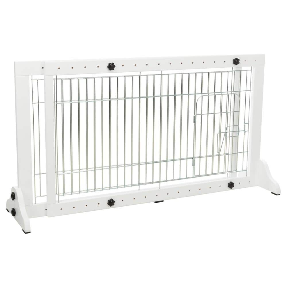 TRIXIE Adjustable Freestanding Pet Gate : Width Expands 40 in. to 71 in. : Lightweight : White 39369