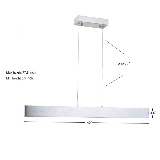 Adjustable Metal Draper Dimmable Linear Pendant includes Energy Efficient Light Bulb Silver Jonathan Y