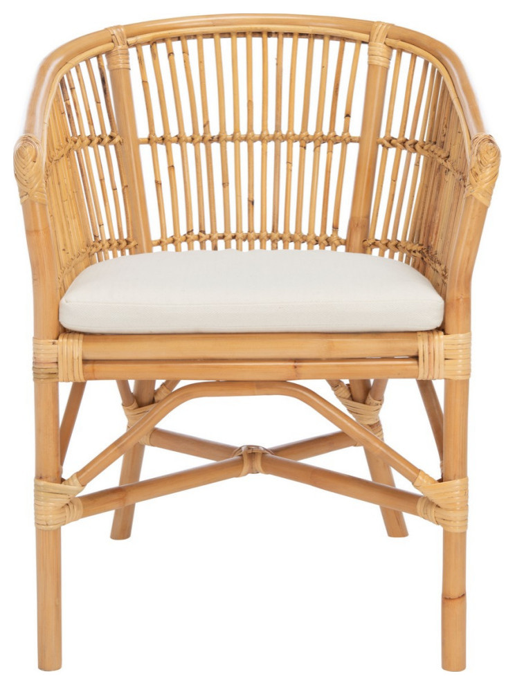 Alicia Rattan Accent Chair With Cushion Natural White   Tropical   Armchairs And Accent Chairs   by V.S.D Furniture  Houzz