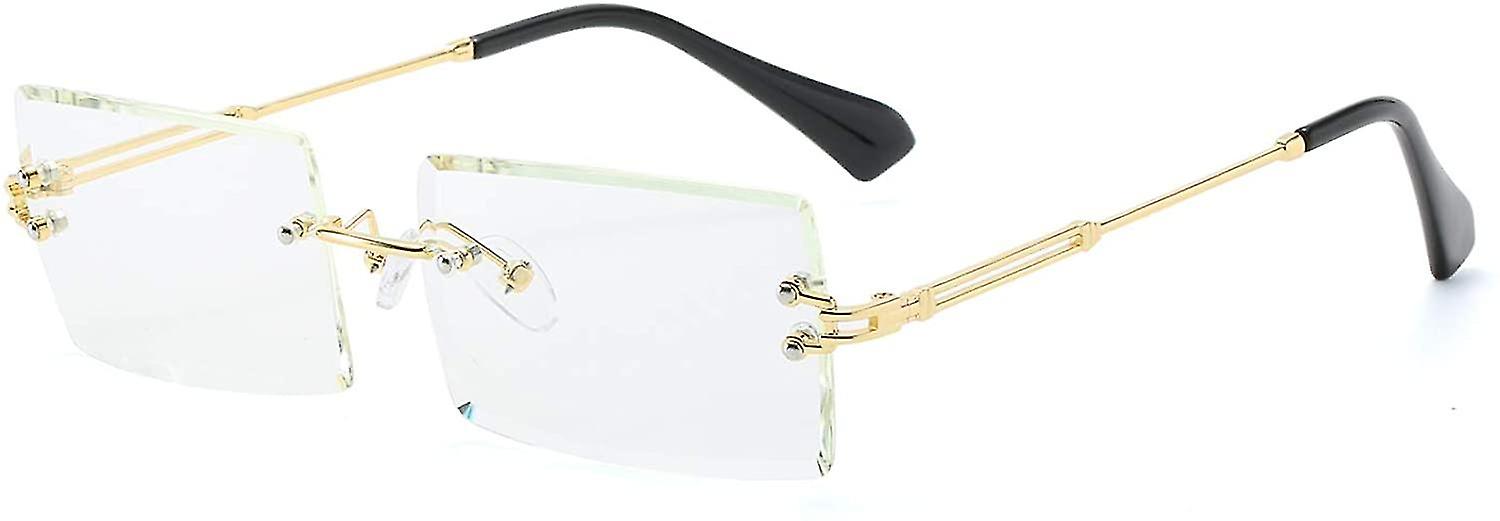 Miman Rimless Rectangle Sunglasses Compatible With Women/men Ultralight Metal Frame Eyewear Fashion Square Uv400 Glasses Unisex