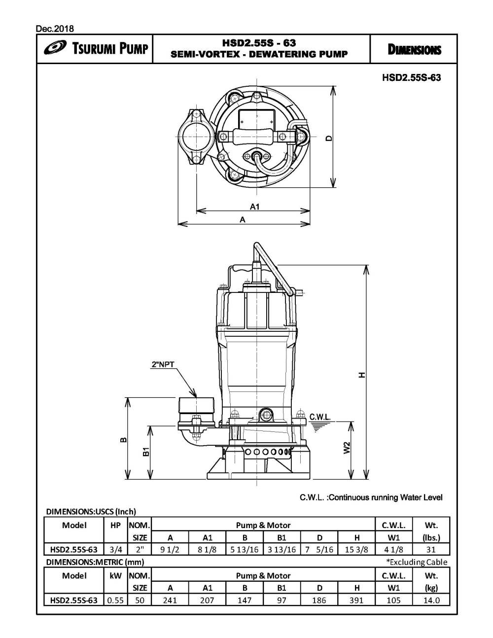 HSD2.55S Electric Submersible Pump ;