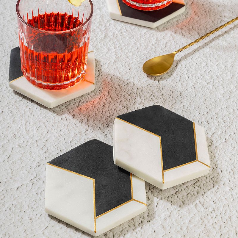 Dakota White Marble Coasters， Set of 4