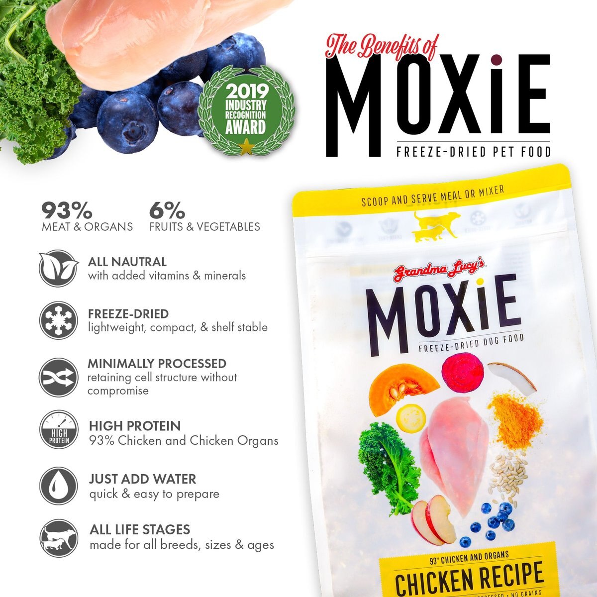 Grandma Lucy's Moxie Chicken Recipe Freeze-Dried Dog Food