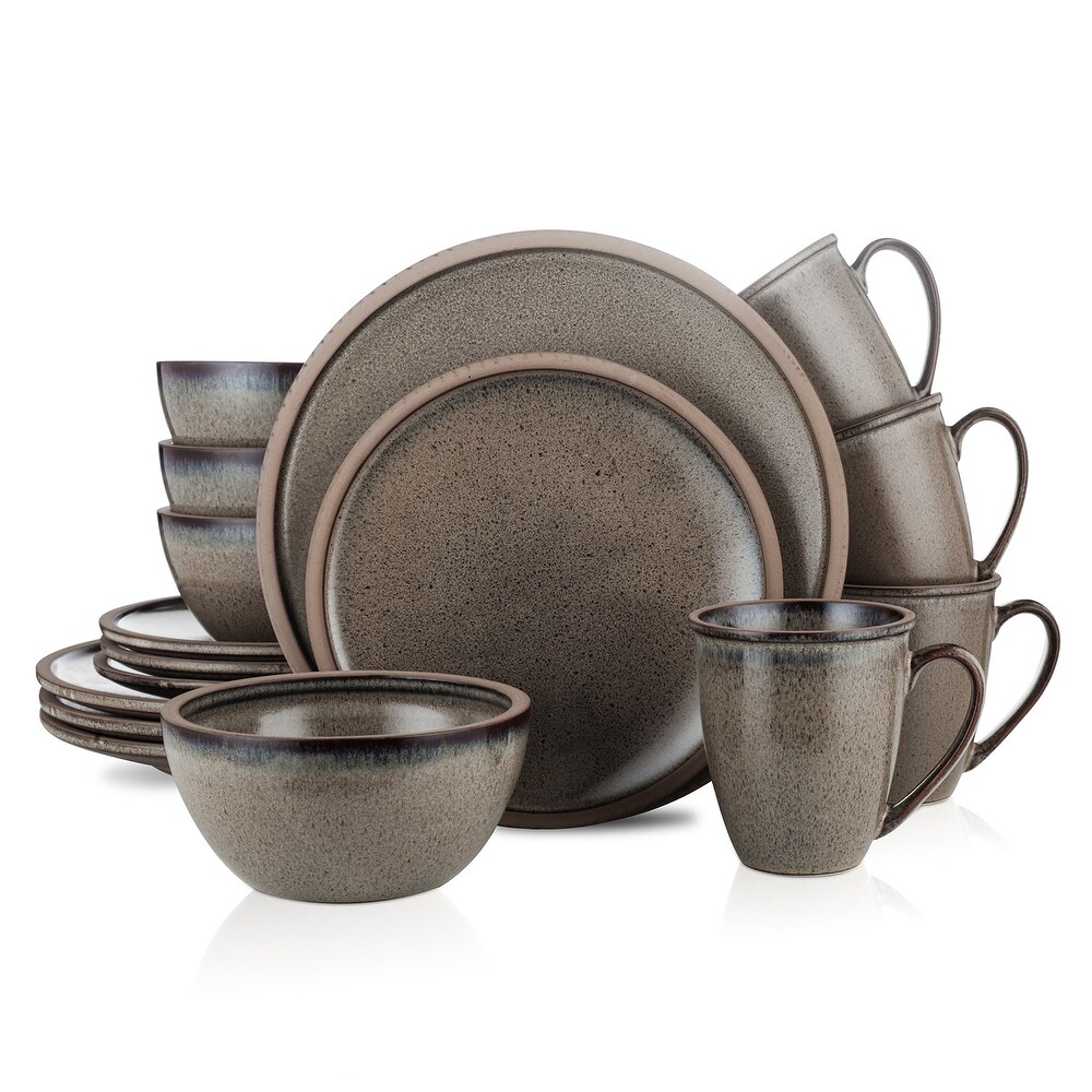 Tina Rustic Stoneware Dinnerware Set  Service for 4  16 Piece Round