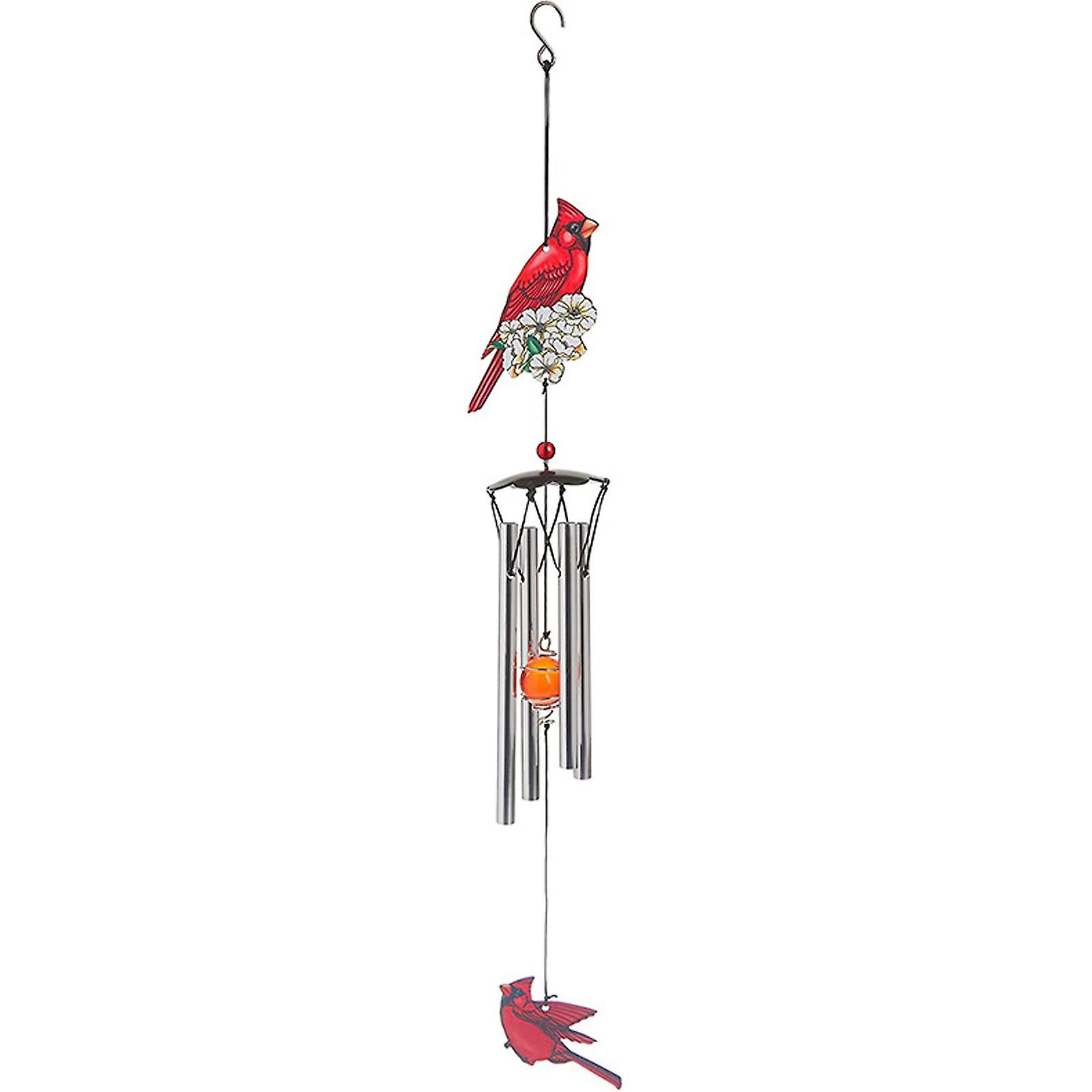 Cardinal-wind Chime And Red Feathered-soul Poem Card Outdoor Decorative Wind Chimes Garden Wind Chime Window Hanging Home Decor