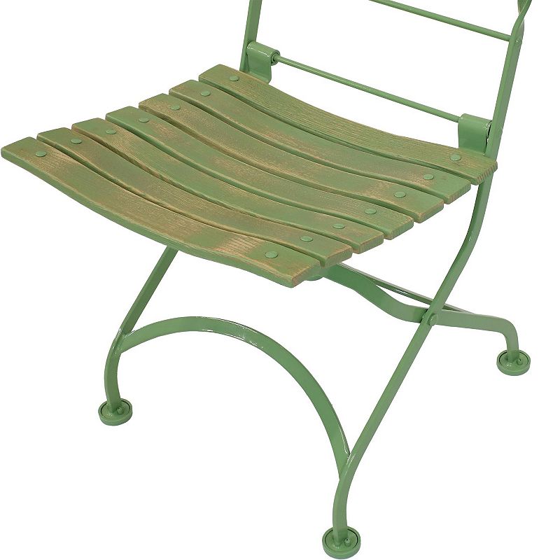 Sunnydaze Cafe Couleur Chestnut Folding Bistro Chair - Green - Set of 4