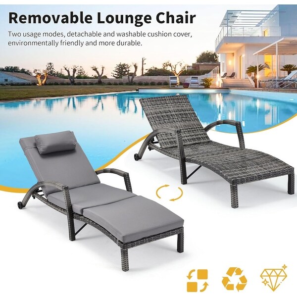 EROMMY Outdoor Patio Lounge Chair，Adjustable Recliner Outdoor Lounge Chairs，Multiple Colors Available