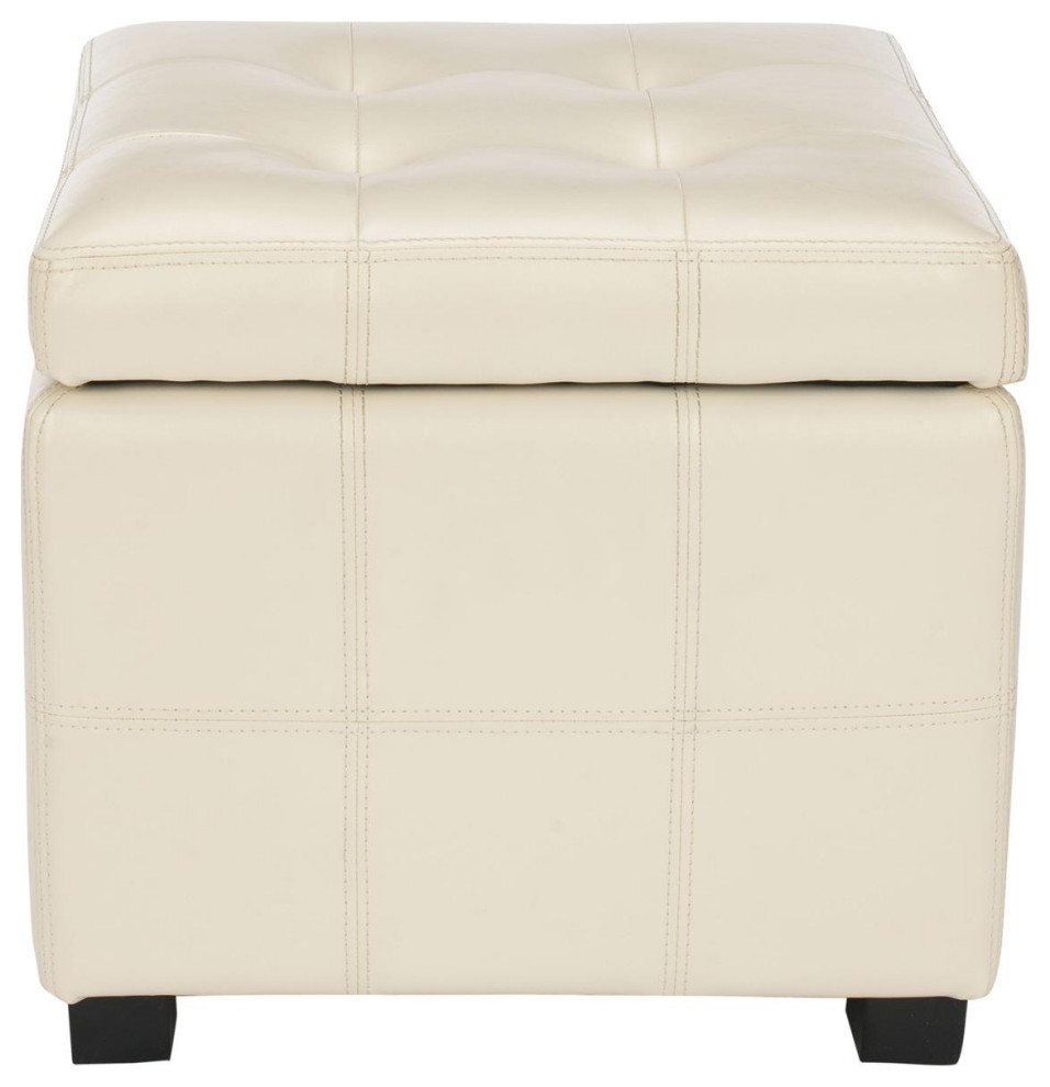 Denna Square Tufted Ottoman  Flat Cream/Black   Transitional   Footstools And Ottomans   by Rustic Home Furniture Deco  Houzz