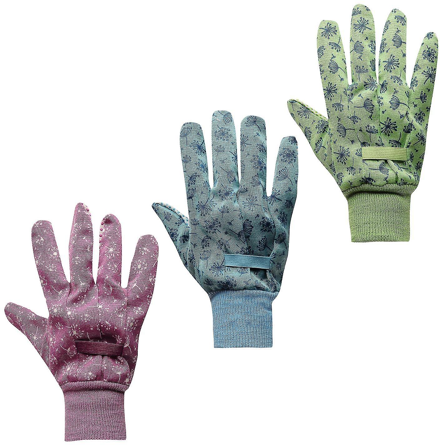 Briers Unisex Cotton Grip Gardening Gloves 3 Pack