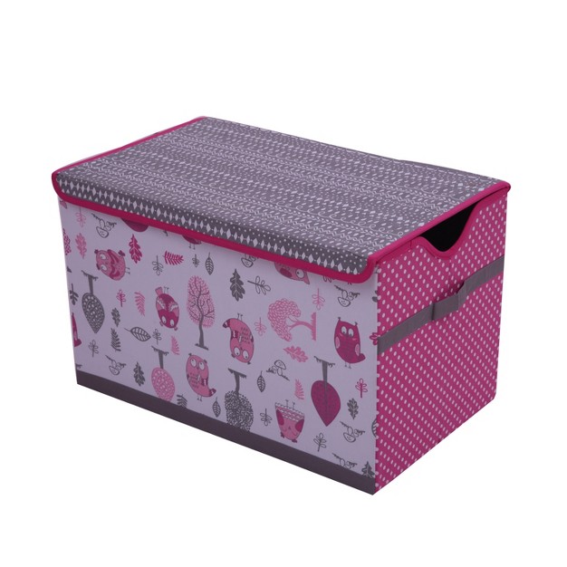 Bacati Owls Pink gray Girls Cotton Storage Toy Chest