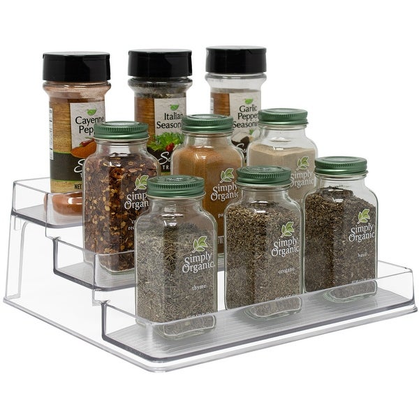 3-Tier Plastic Spice Rack - Countertop Shelf Organizer for Kitchen Pantry (2-Pk)