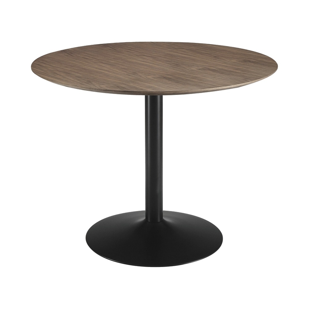 30 Inch Round Wooden Top Modern Dining Table  Black and Brown