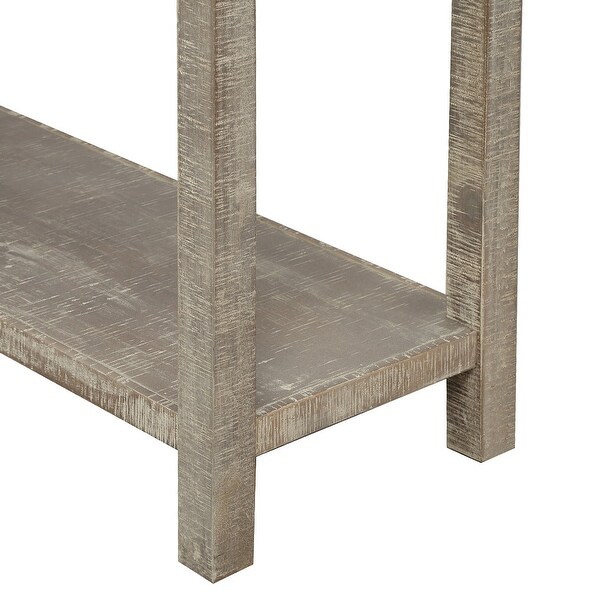 Brushed Texture Entryway Table Console Table with Drawers and Bottom Shelf