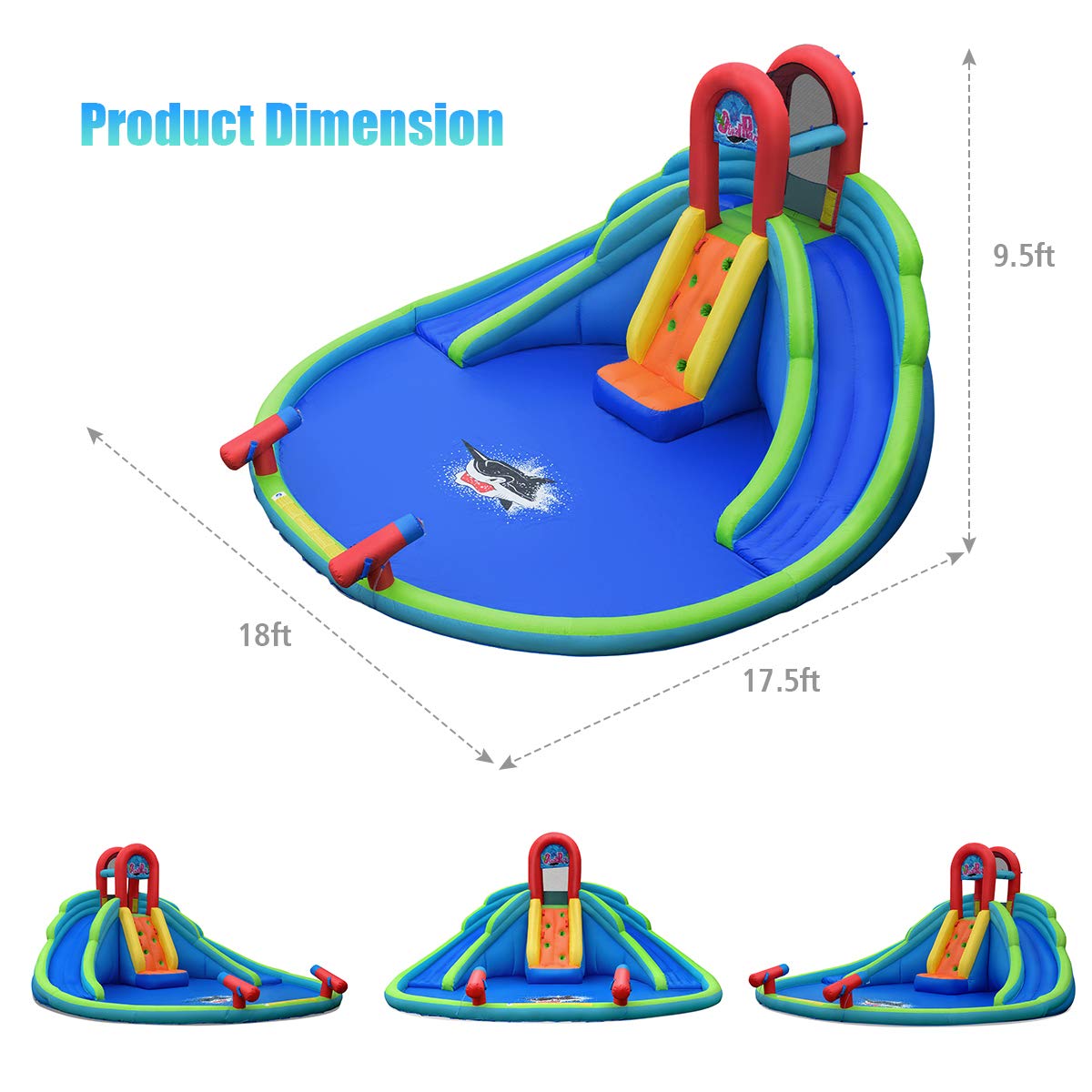 BOUNTECH 18 x 17 x 9.5 FT Mighty Bounce House w/ Large Splash Pool