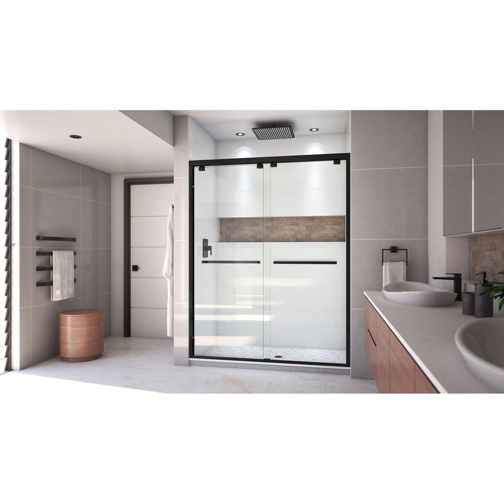 DreamLine Encore 56 to 60 in. x 76 in. Semi-Frameless Sliding Shower Door in Satin Black SHDR-1660760-09