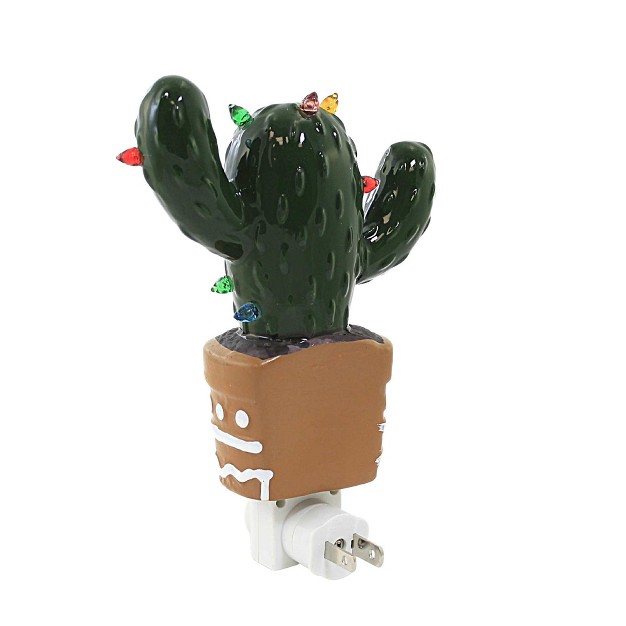 Transpac Christmas Cactus Night Light 1 Night Light 7 25 Inches Lights Plant Tree Dolomite Green