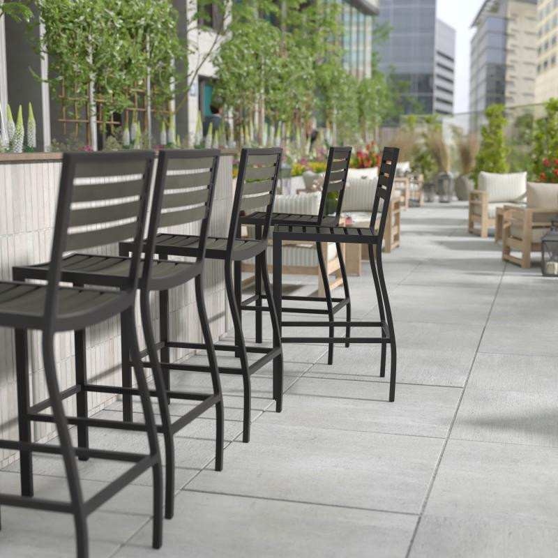 Gray Wash Patio Bar Stool   Transitional   Outdoor Bar Stools And Counter Stools   by PARMA HOME  Houzz