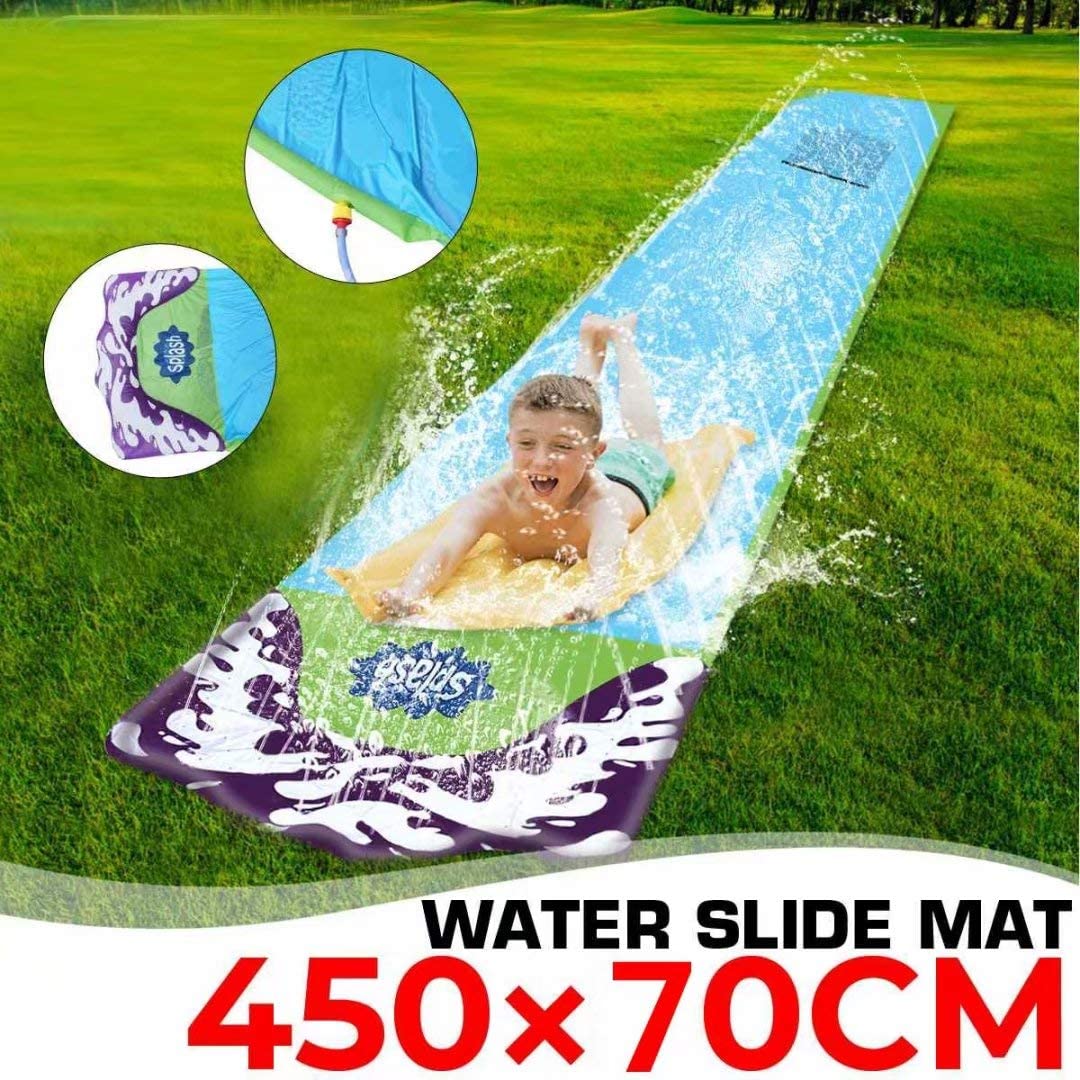 Slip and Slides for Kids Backyard， Children Summer Garden Lawn Water Slide Games Outdoor Water Toys with Splash Sprinkler-Blue