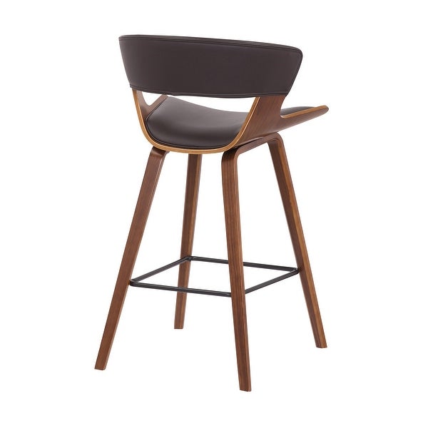 27 Inches Saddle Seat Leatherette Counter Stool， Brown