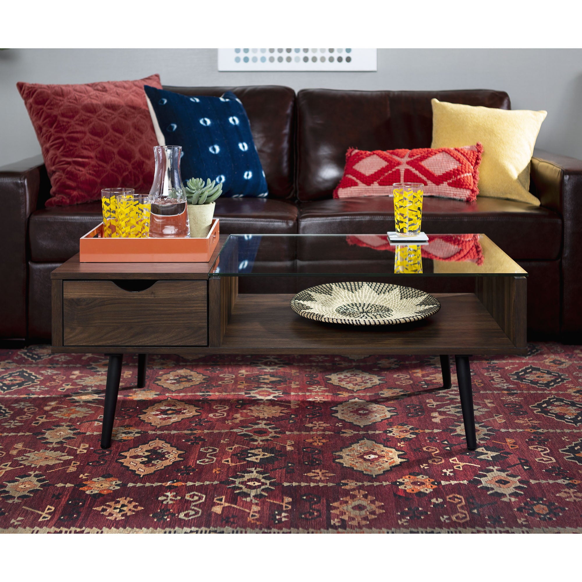 Bellamy Studios Booker Single-Drawer Wood/Glass Coffee Table, Multiple Finishes