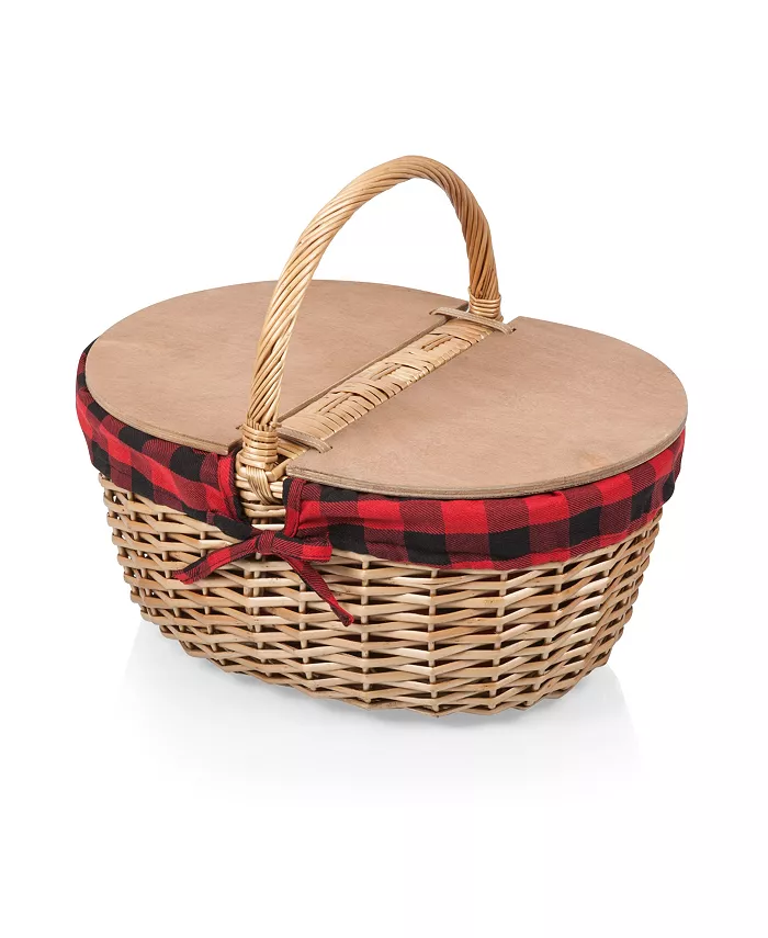 Picnic Time Country Red and Black Buffalo Plaid Picnic Basket