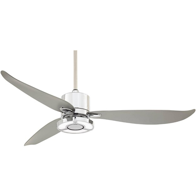 Possini Euro Design Vengeance Modern Indoor Ceiling Fan With Led Light Remote Control Chrome White Diffuser For Living Room Kitchen House Bedroom