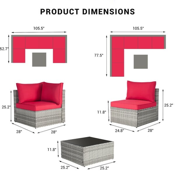 Outdoor Rattan 7 Pieces Furniture Sofa And Table Set