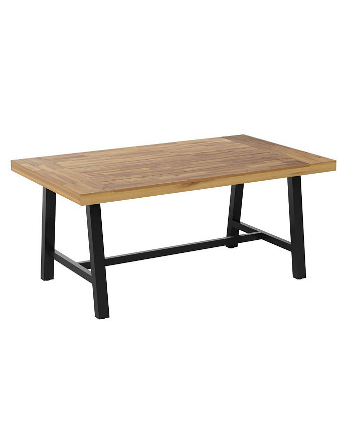 MERRICK LANE Zuli Solid Acacia Wood Dining Table With Metal Legs For Indoor And Outdoor Use