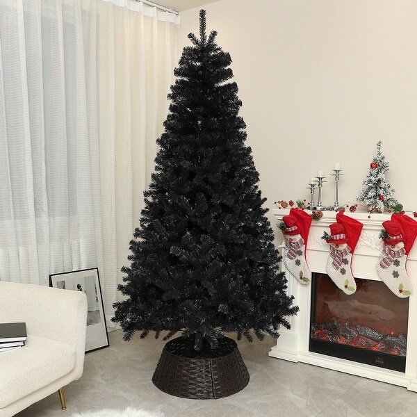 7.5ft Tall Artificial Auto Open Christmas Tree，Unlit Xmas Tree with 1346 Branch Tips and Steel Base