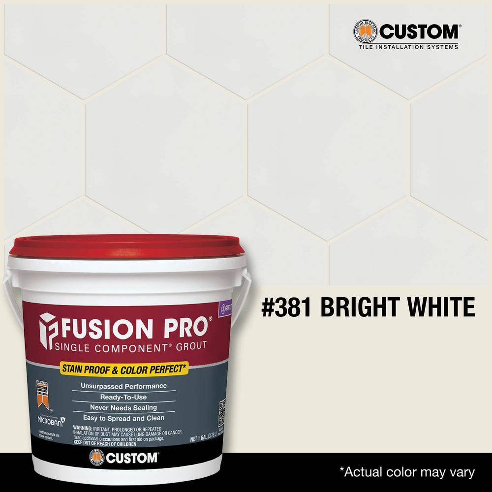 Custom Building Products Fusion Pro #381 Bright White 1 gal. Single Component Stain Proof Grout FP3811-2T