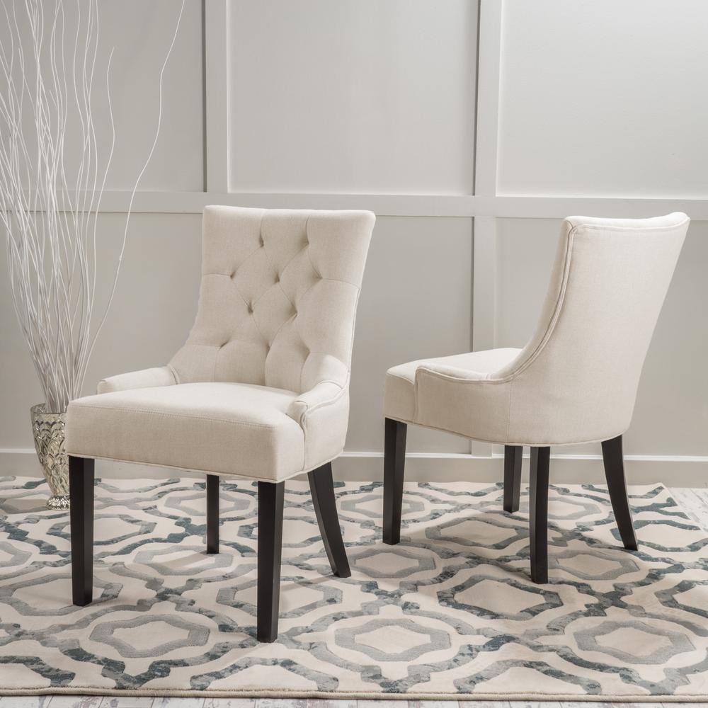 Noble House Hayden Beige Upholstered Dining Chairs (Set of 2) 3690