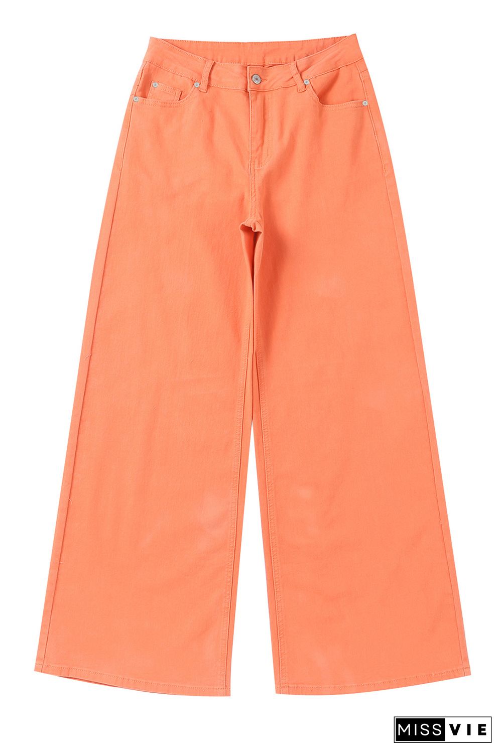 Orange Acid Wash High Waist Wide Leg Jeans