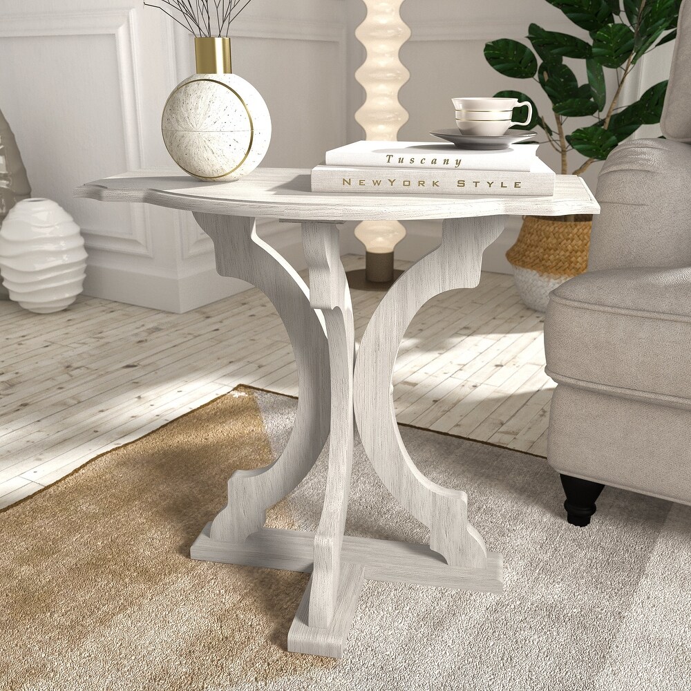 GALANO Doynton Half Moon Solid Wood Side Table