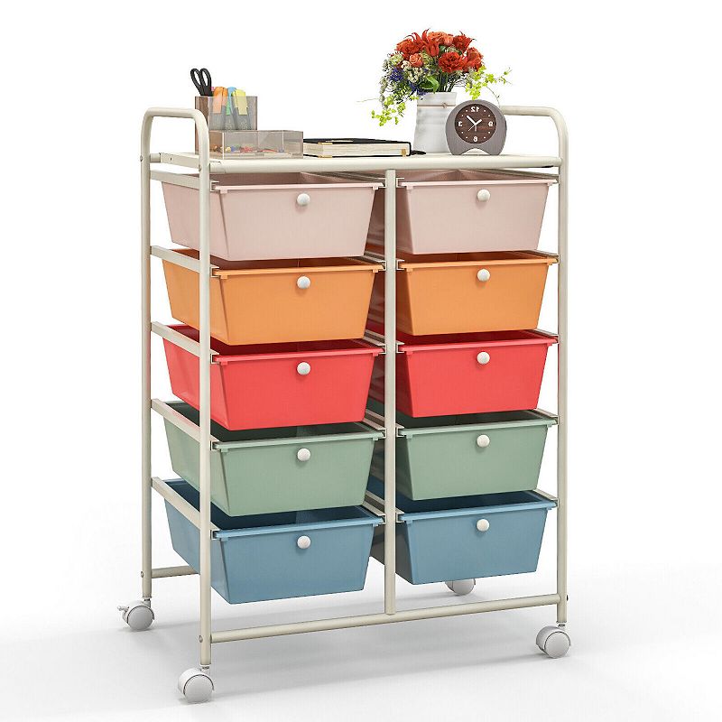 10-drawer Rolling Storage Cart