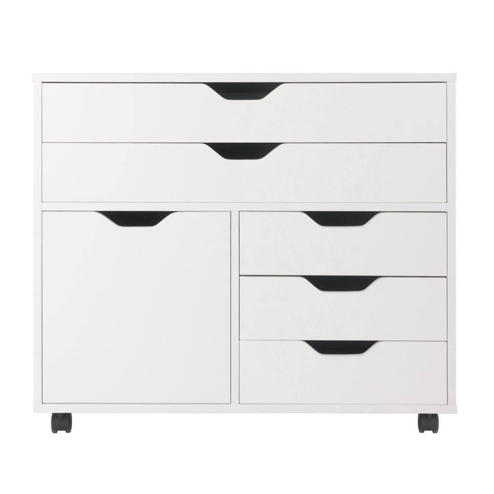 WINSOME WOOD Halifax White 3 Section Mobile Storage Cabinet 10633