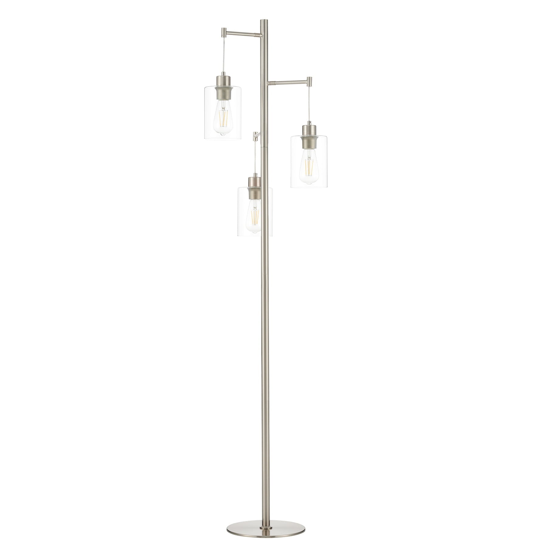 Bestco 64in Tall Floor Lamp for Living Room Reading Light with Glass Shades, Nickel