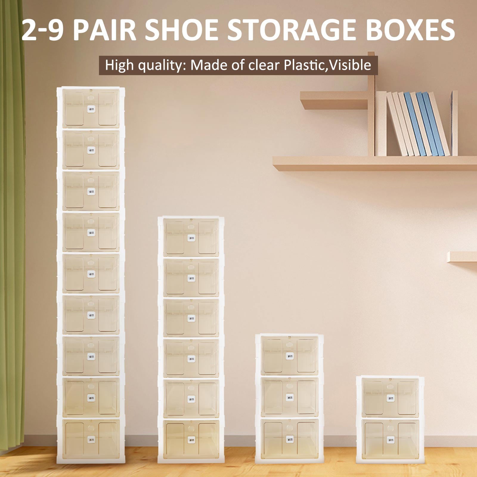 Shoes Box Installation-free Organizer Containers Drawer with Lids, Sneaker Storage Cabinet, Space Saving Bins Shoes Rack for Closet, Entryway, Room