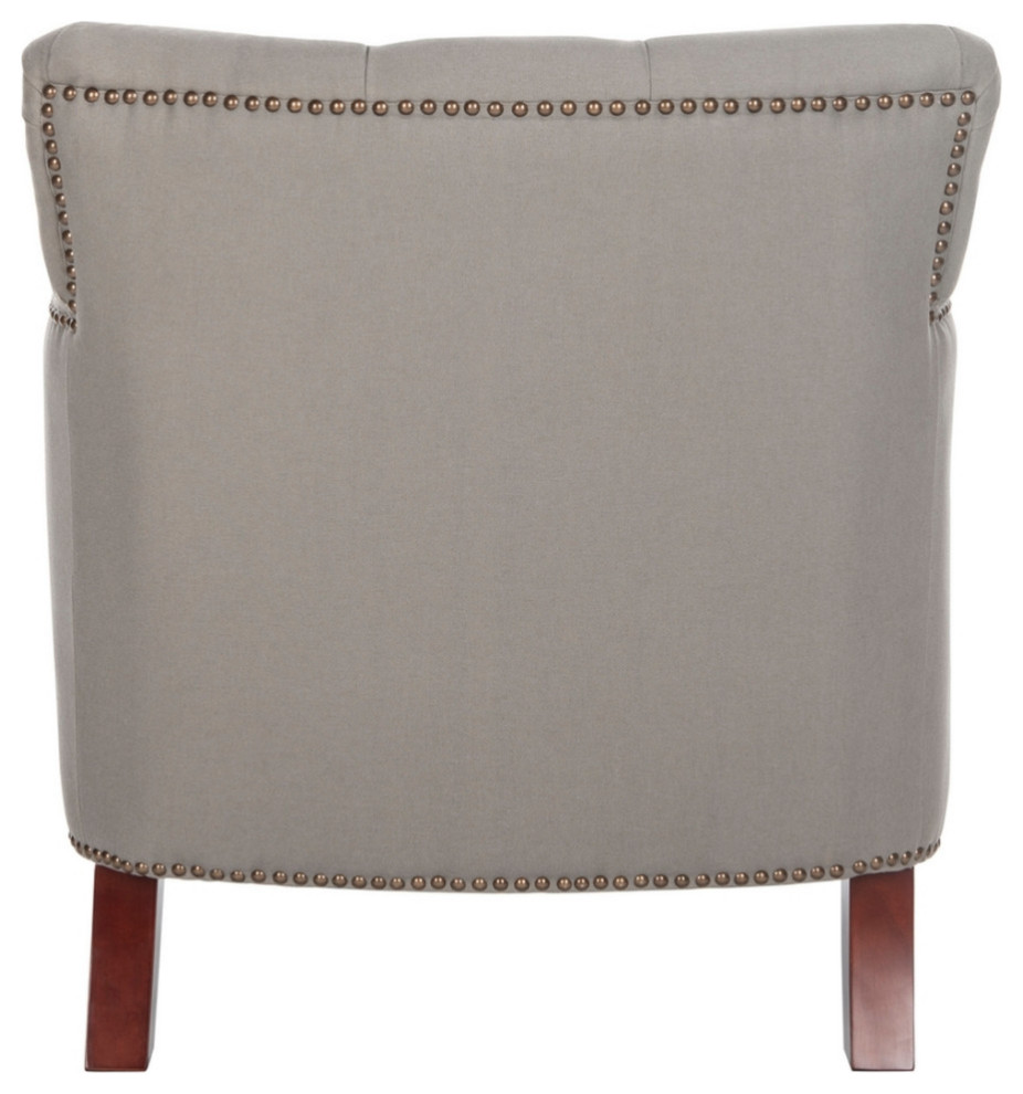 Waverly Tufted Club Chair With Brass Nail Heads Seat Mist/ Cherry Mahogany   Traditional   Armchairs And Accent Chairs   by AED Luxury Home Decor  Houzz