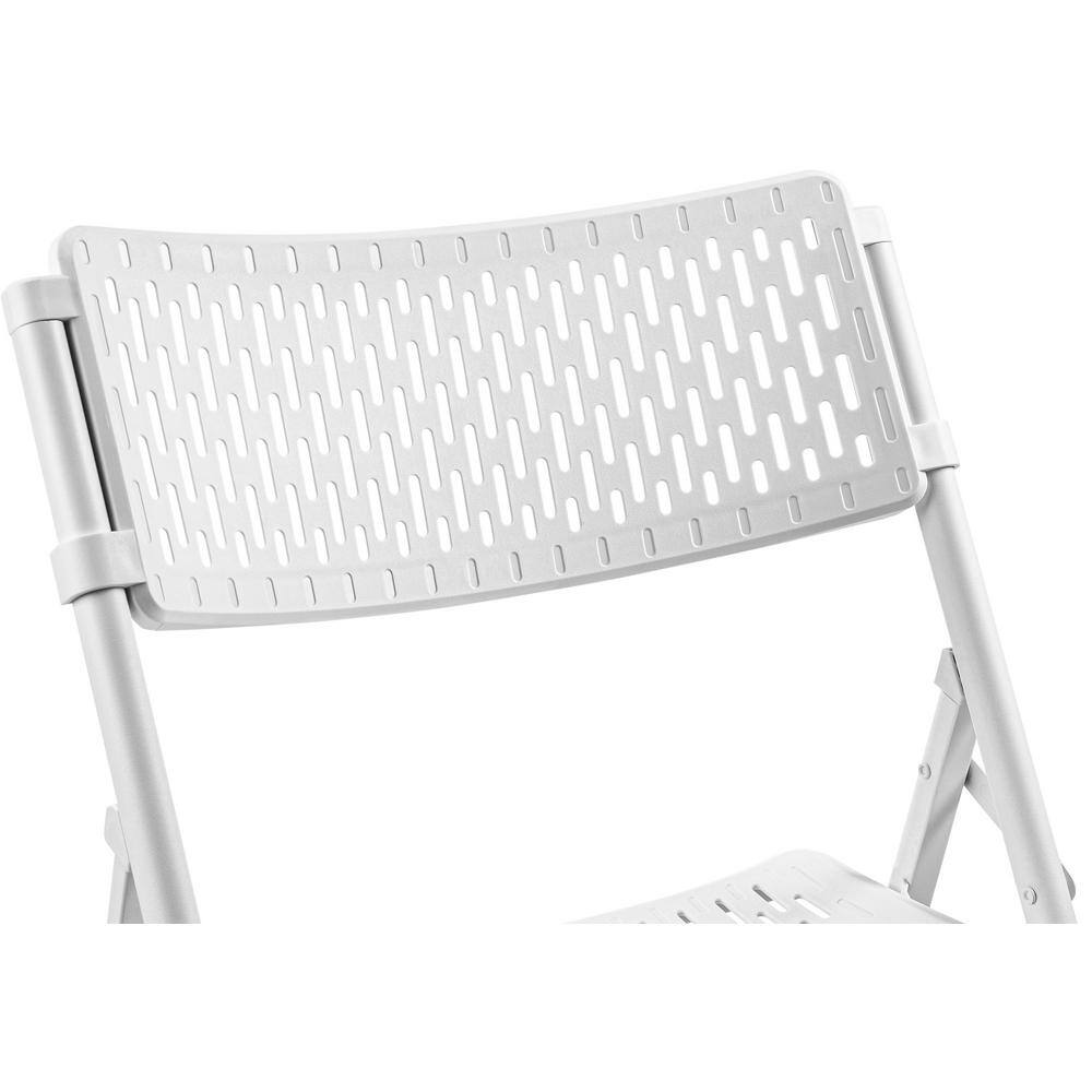 National Public Seating Oversized 18 in. Premium White Polypropylene Seat Metal AirFlex Series Folding Chair (Set of 4 Chairs) 1421